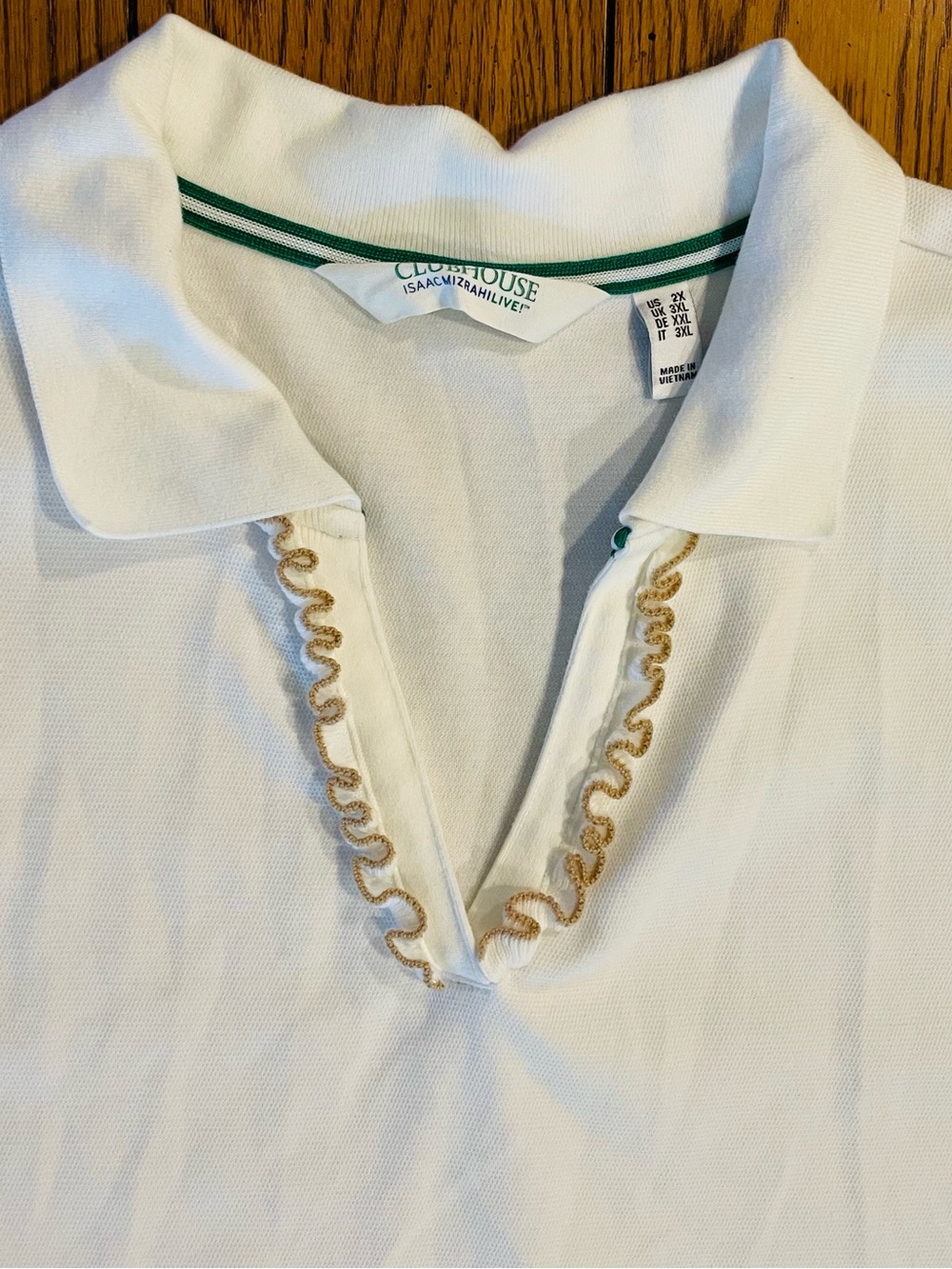 Club house Isaac Mizrahi women’s polo shirt, short sleeve, white, 2XL